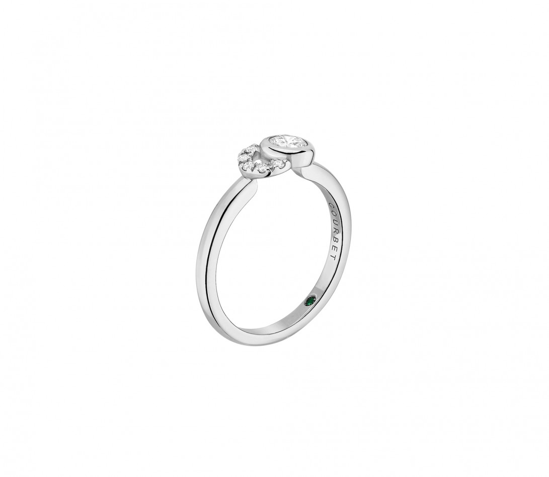 Bague CO - Or blanc 18K, diamants synthétiques - Vue 2