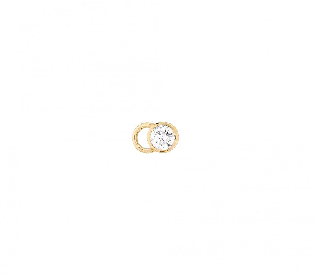 Mono Boucle d'Oreille CO - Or jaune 18K, diamants synthétiques