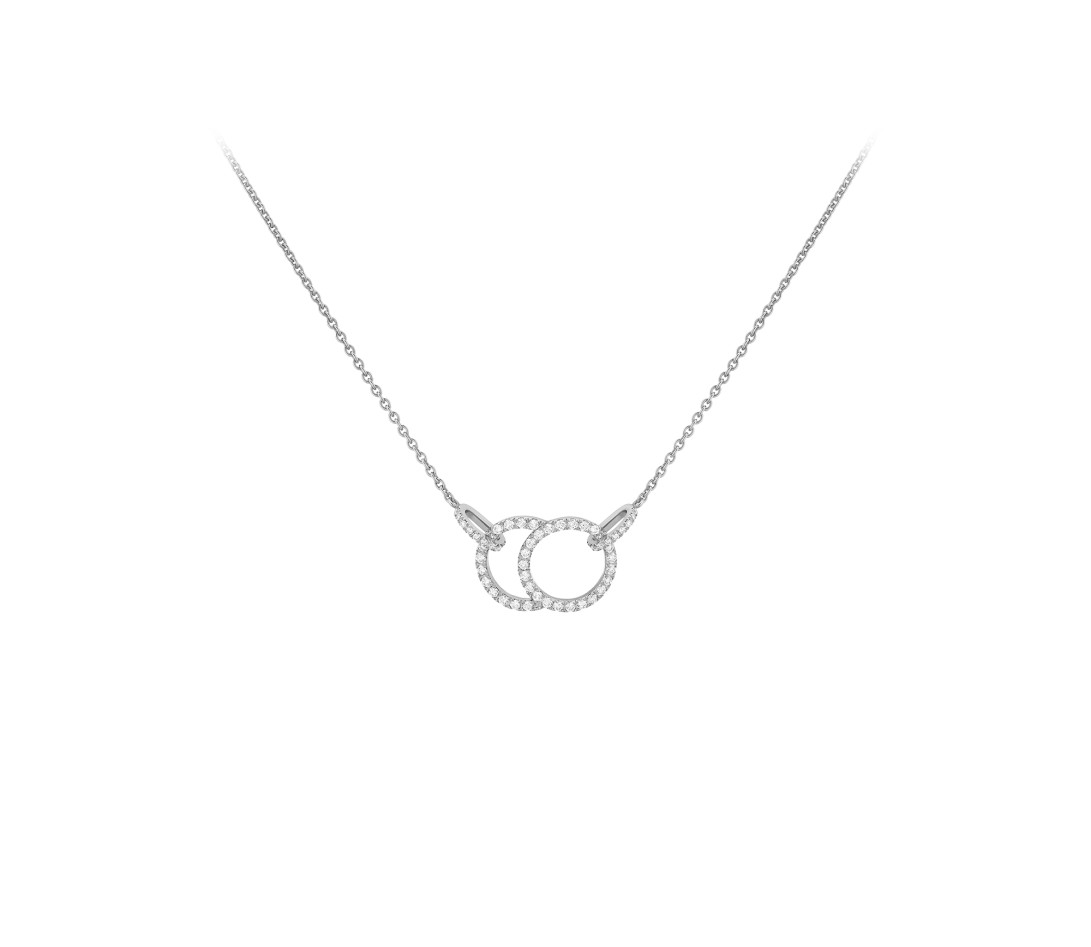 Collier - Or blanc 18K (5,00 g), diamants 0,39 cts - Face
