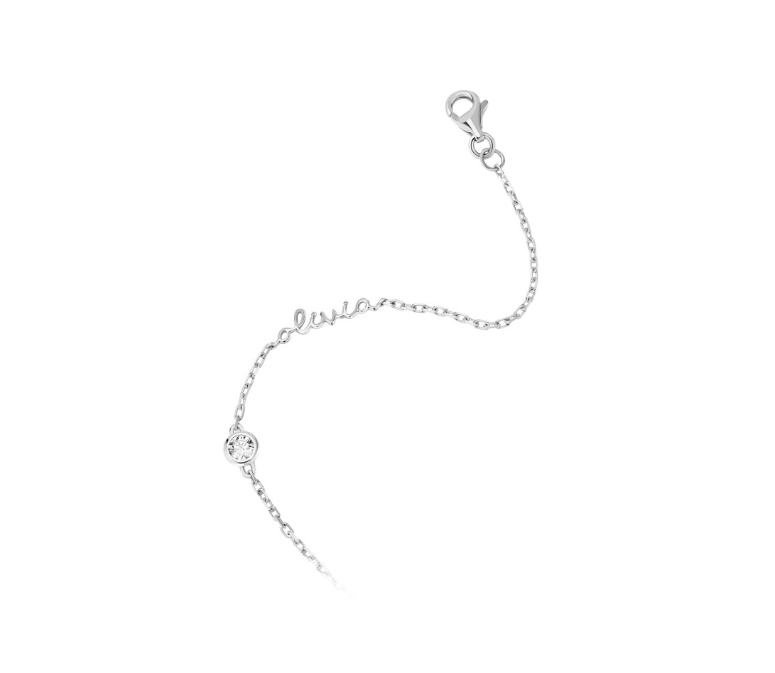 Bracelet chaîne ORIGINE 1 motif serti personnalisé en or blanc 18K - Courbet - Vue 2