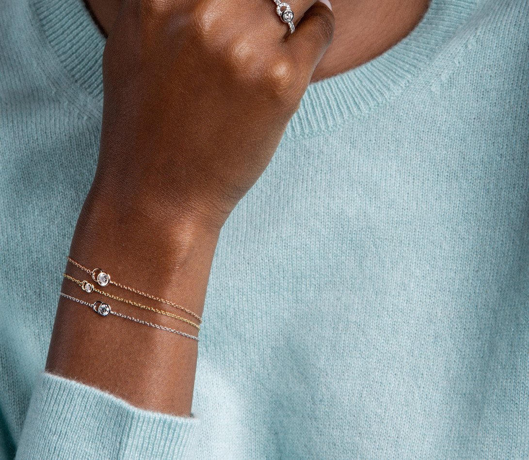 Bracelet CO - Or rose 18K (1,50 g), diamants 0,1 cts - Vue 3