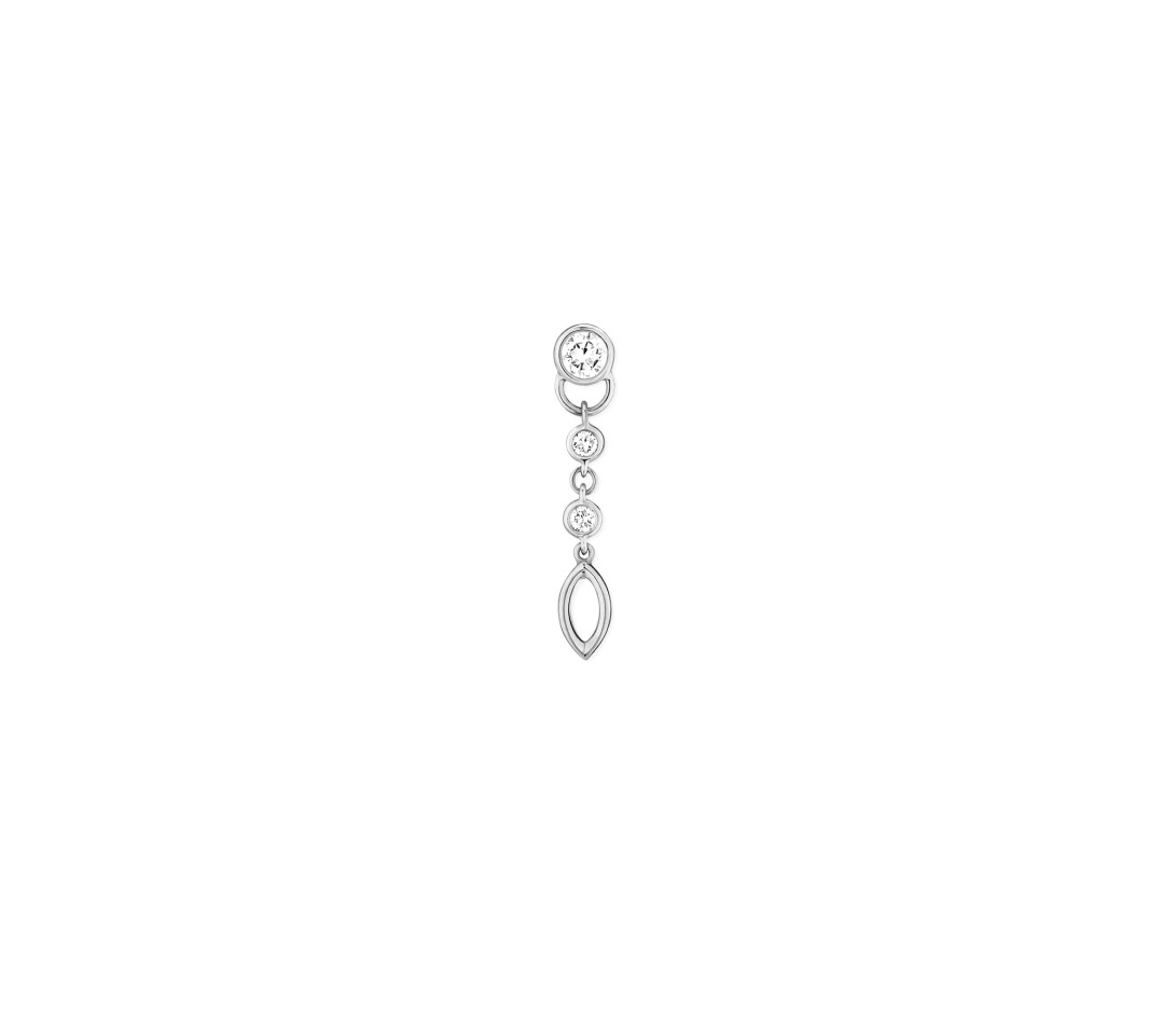 Mono BO pendante CO en or blanc 0,2cts