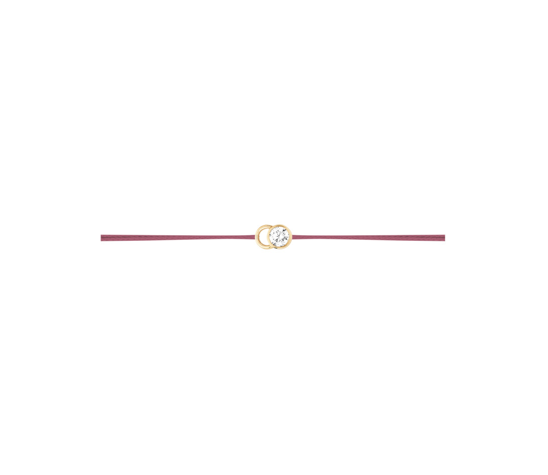 Bracelet cordon LET'S COMMIT bois de rose en or jaune - Profil