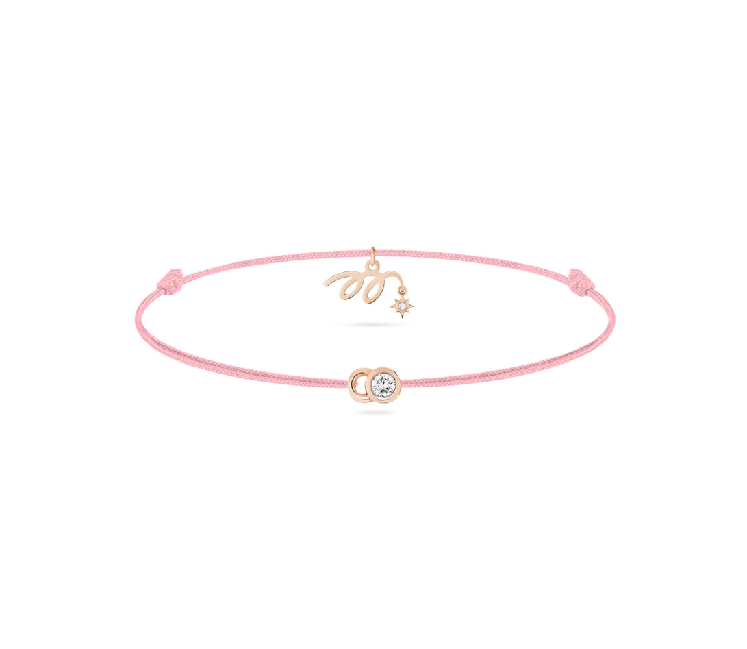 Bracelet cordon LET’S COMMIT MARZIA X COURBET « M » rose ballerine en or rose - packshot -Courbet
