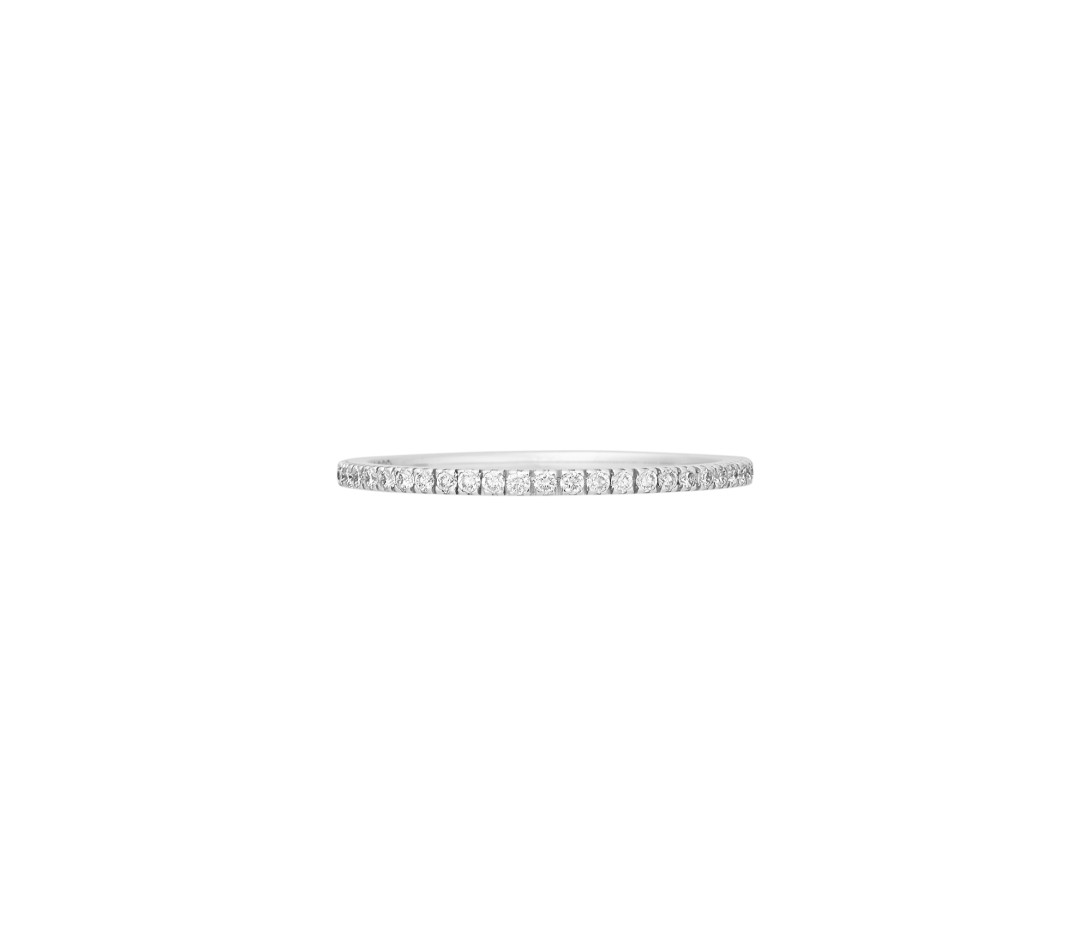 Alliance full-pavée (1 mm) - Or blanc 18K (1,00 g), diamants 0,30 ct - Face