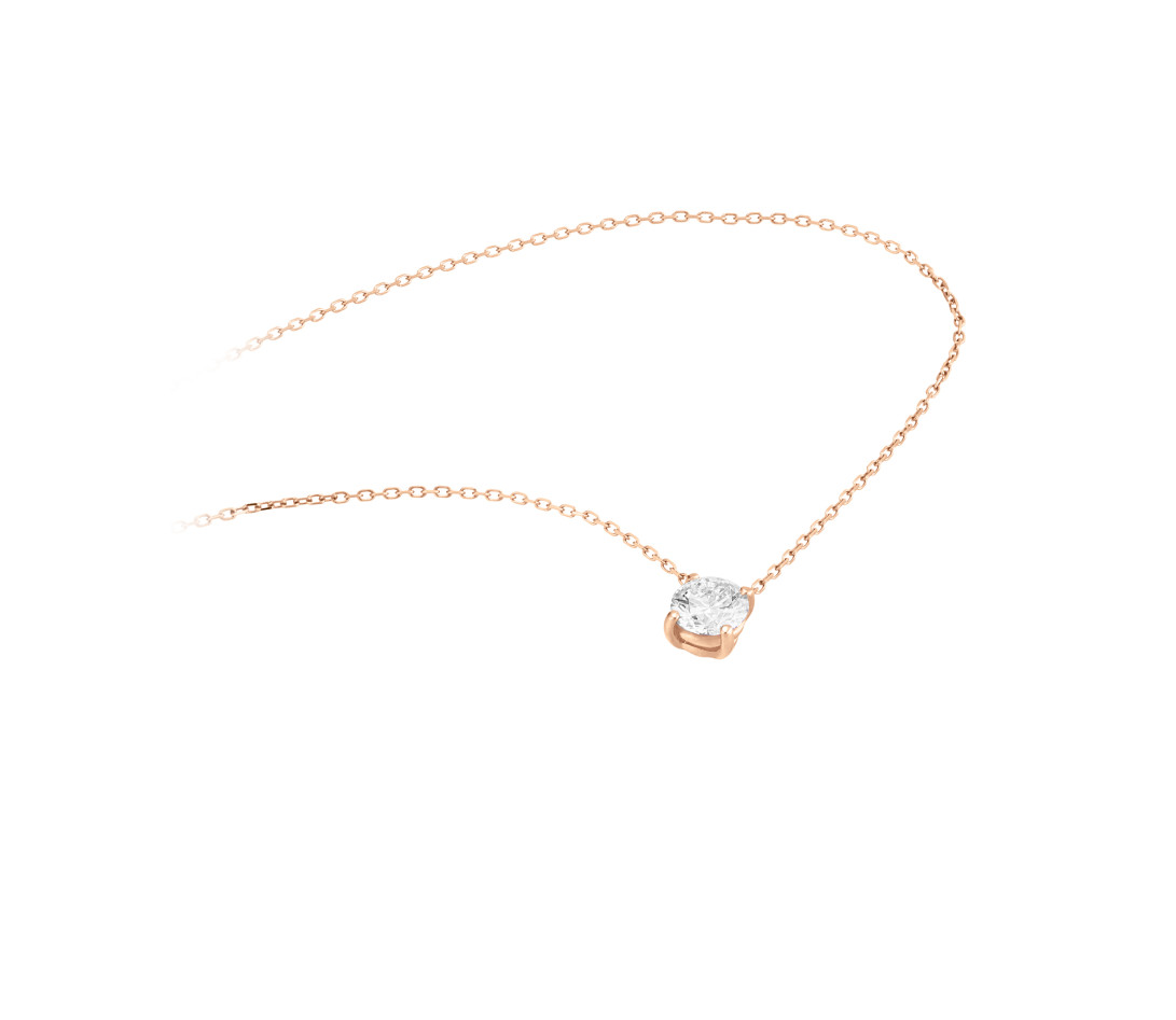 Collier quatre griffes - Or rose 18K (3,60 g), diamant 1 ct - Vue 2