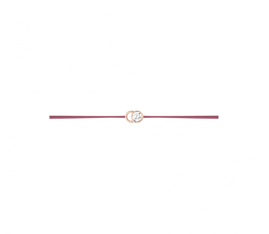 Bracelet cordon LET'S COMMIT bois de rose en or rose - Profil