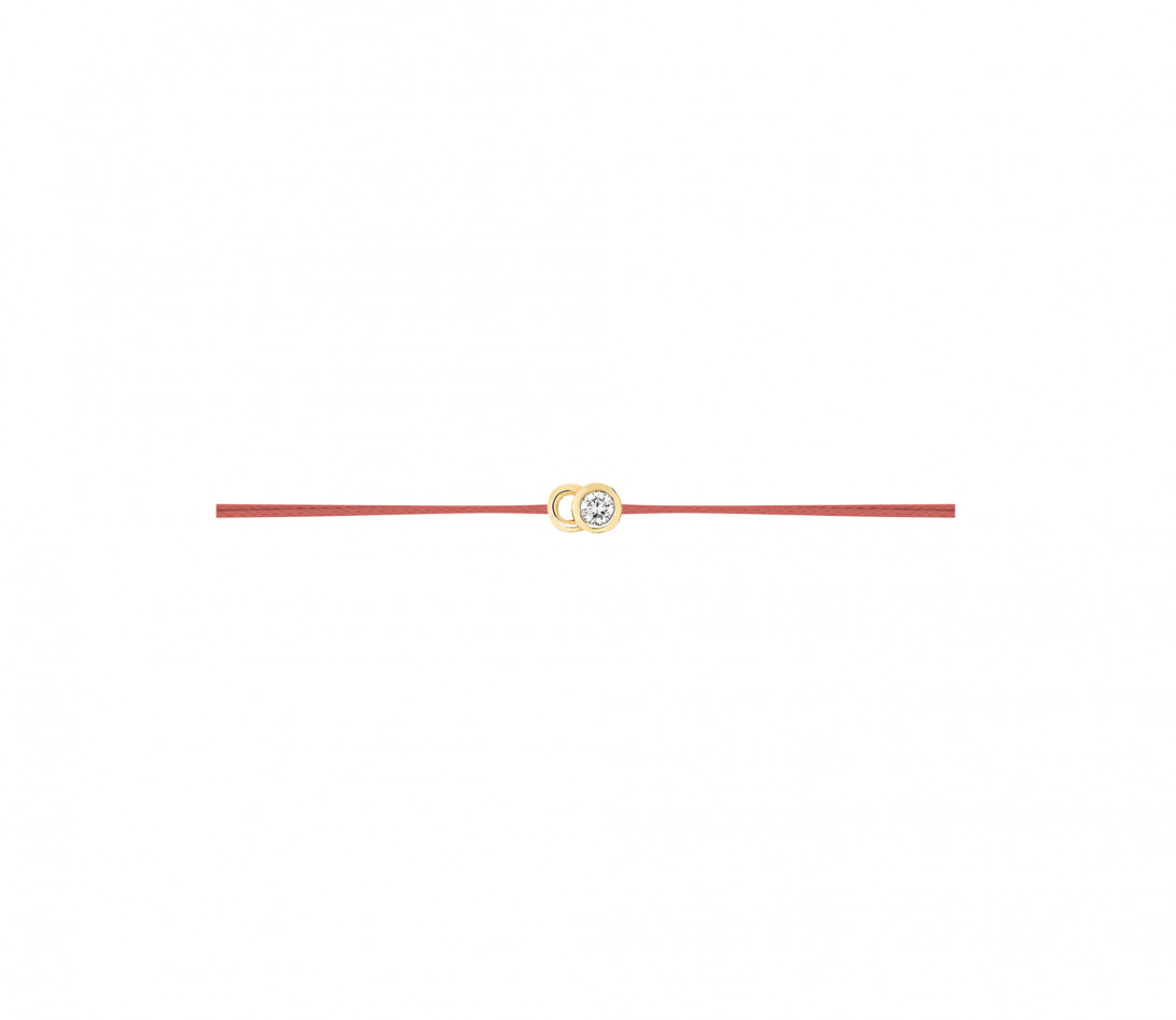 Bracelet cordon LET'S COMMIT orange corail en or jaune - Profil
