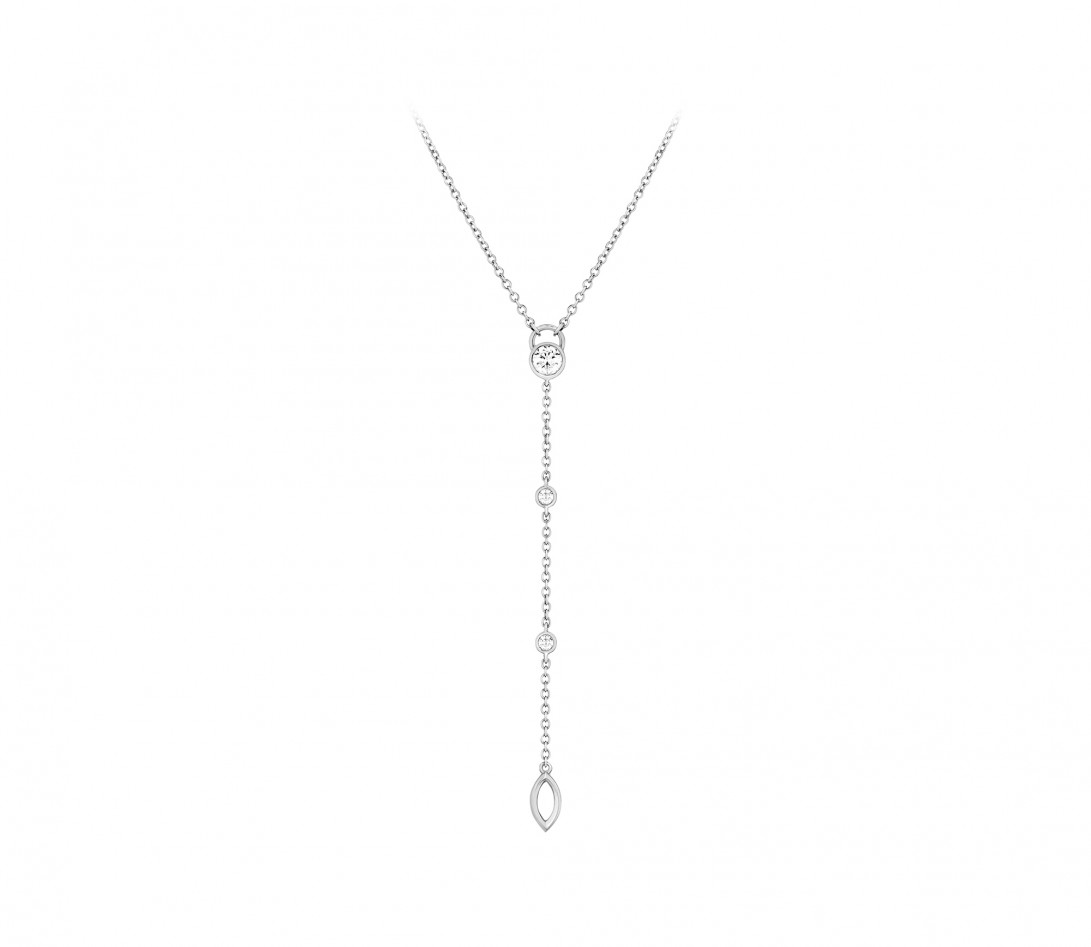 Collier Cravate CO - Or blanc 18K, diamants synthétiques - Vue 1