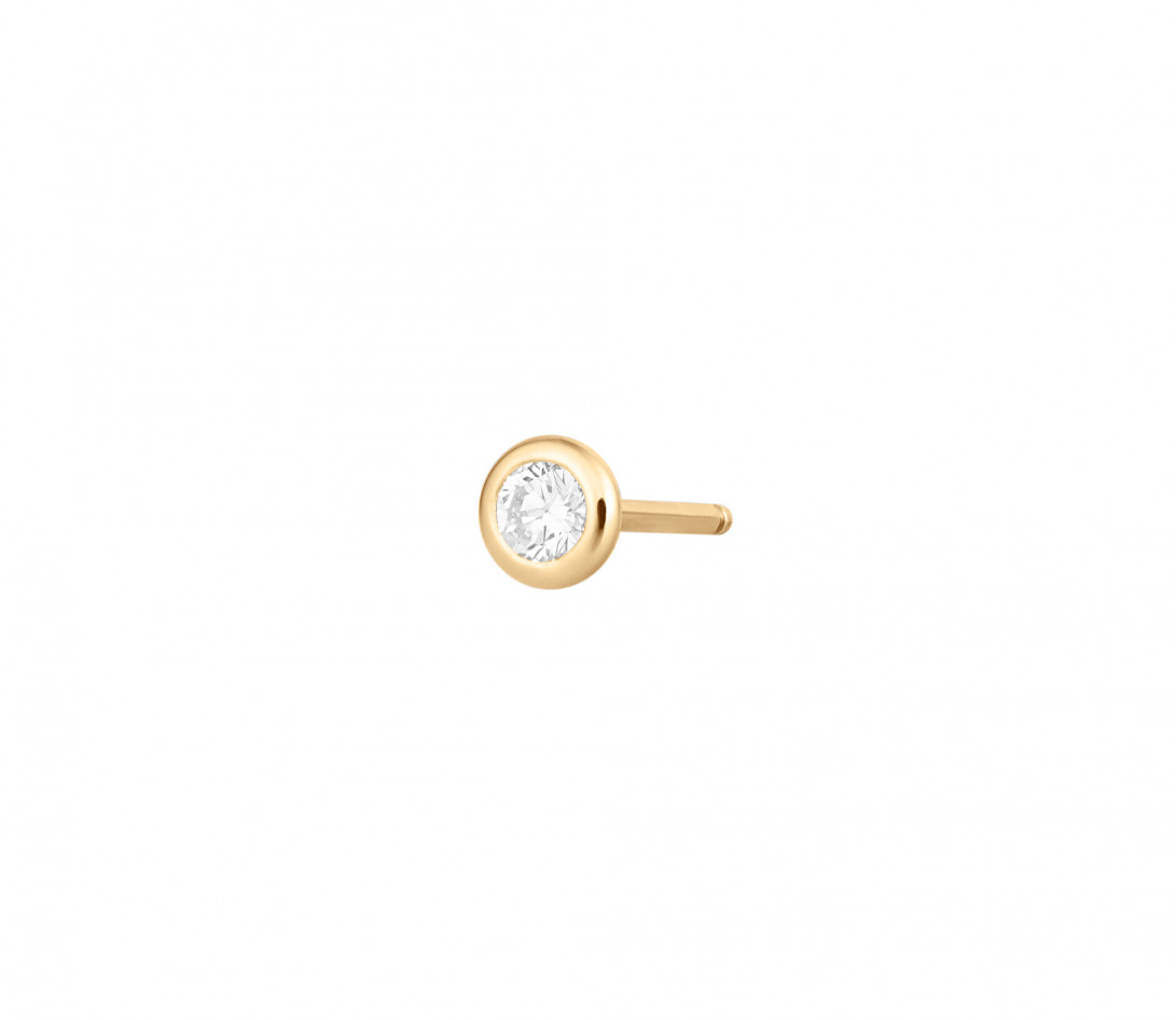 Mono boucle d'oreille puce ORIGINE en or jaune 18K recyclé et diamant de synthèse 0,2ct - Courbet - Vue 1