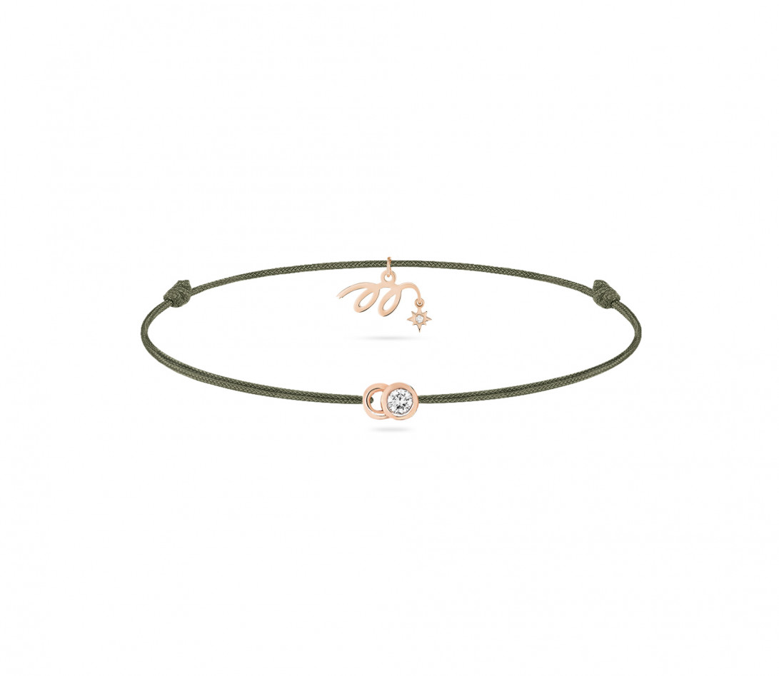 Bracelet cordon LET’S COMMIT MARZIA X COURBET « M » vert jungle en or rose - packshot -Courbet