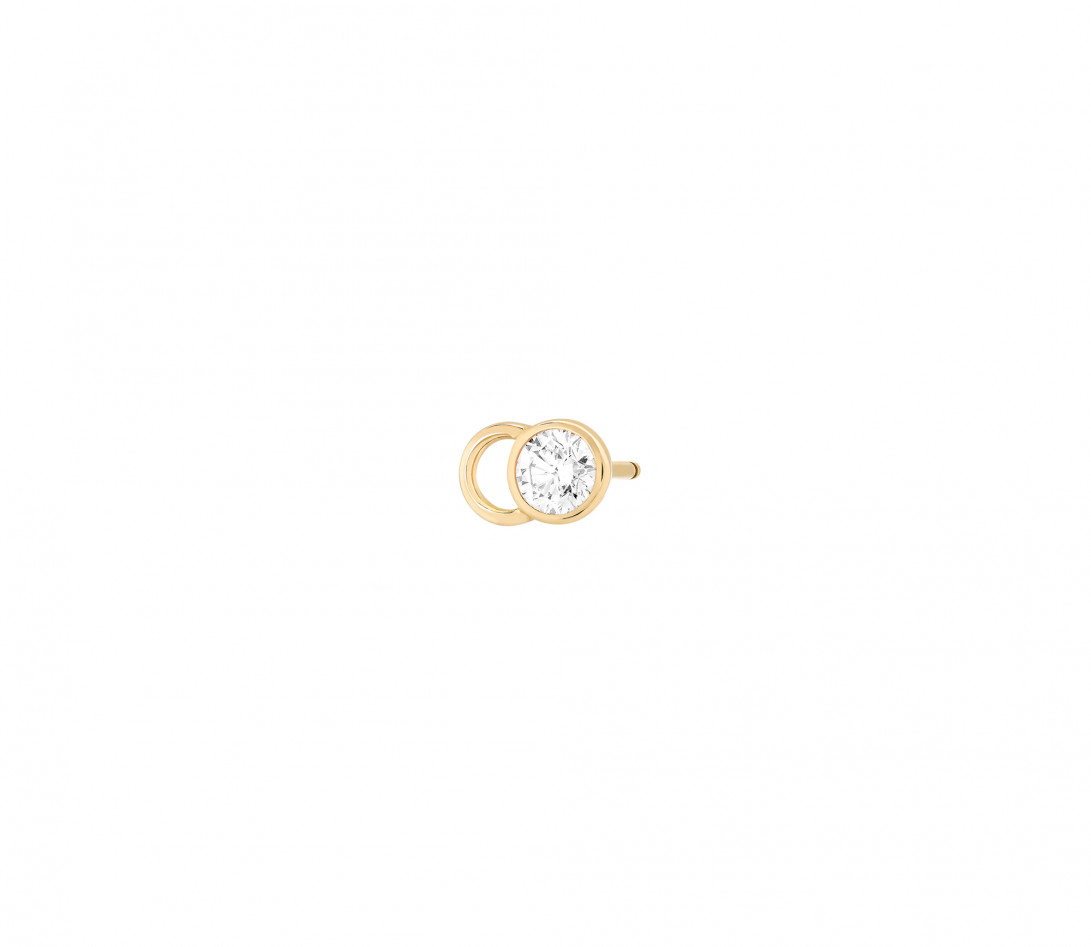 Mono Boucle d'Oreille CO - Or jaune 18K, diamants synthétiques