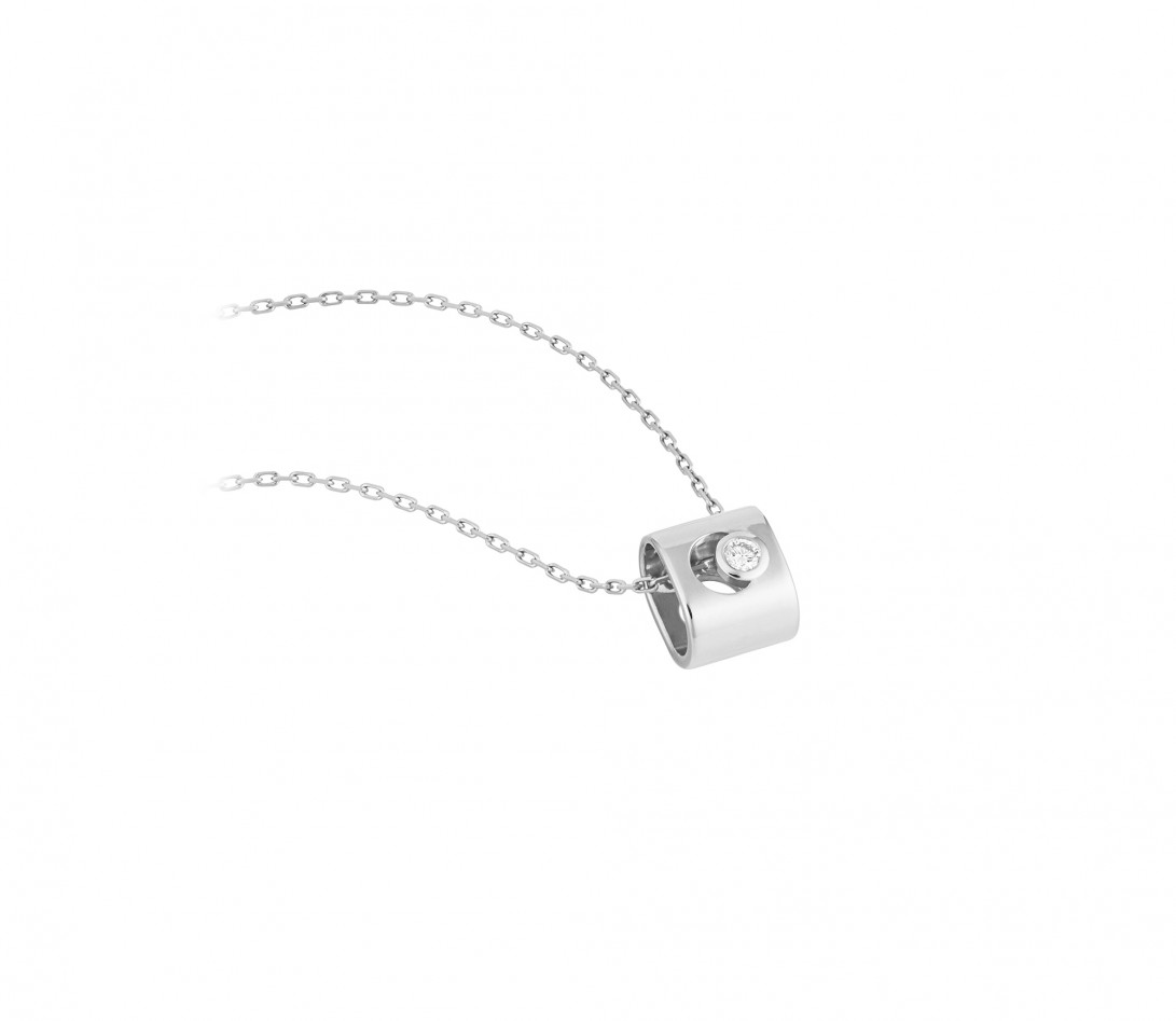 Collier Eclipse - Or blanc 18K (6,30 g), diamant 0,1 ct - Vue 2