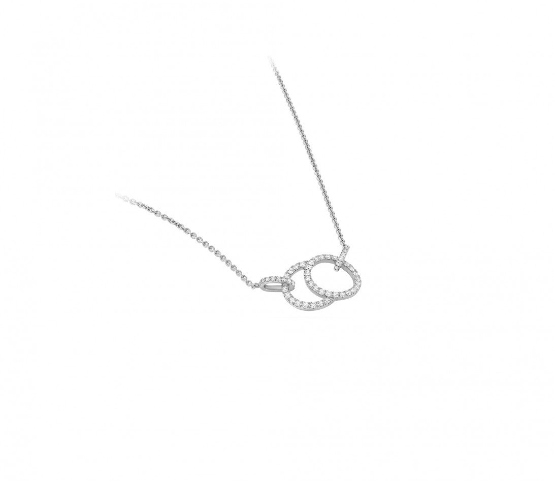 Collier - Or blanc 18K (5,00 g), diamants 0,39 cts - Vue 2