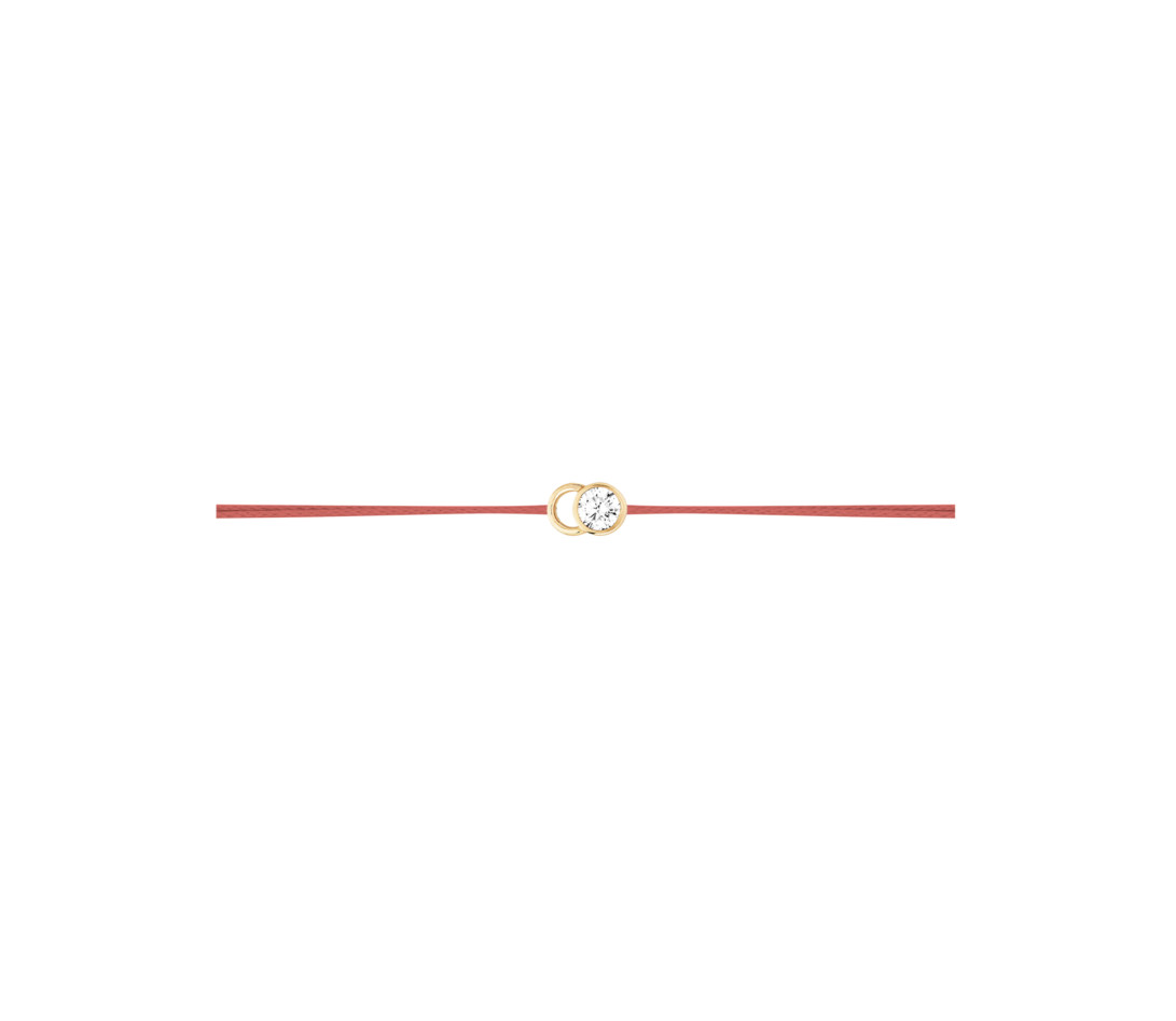Bracelet cordon LET'S COMMIT orange corail en or jaune - Profil