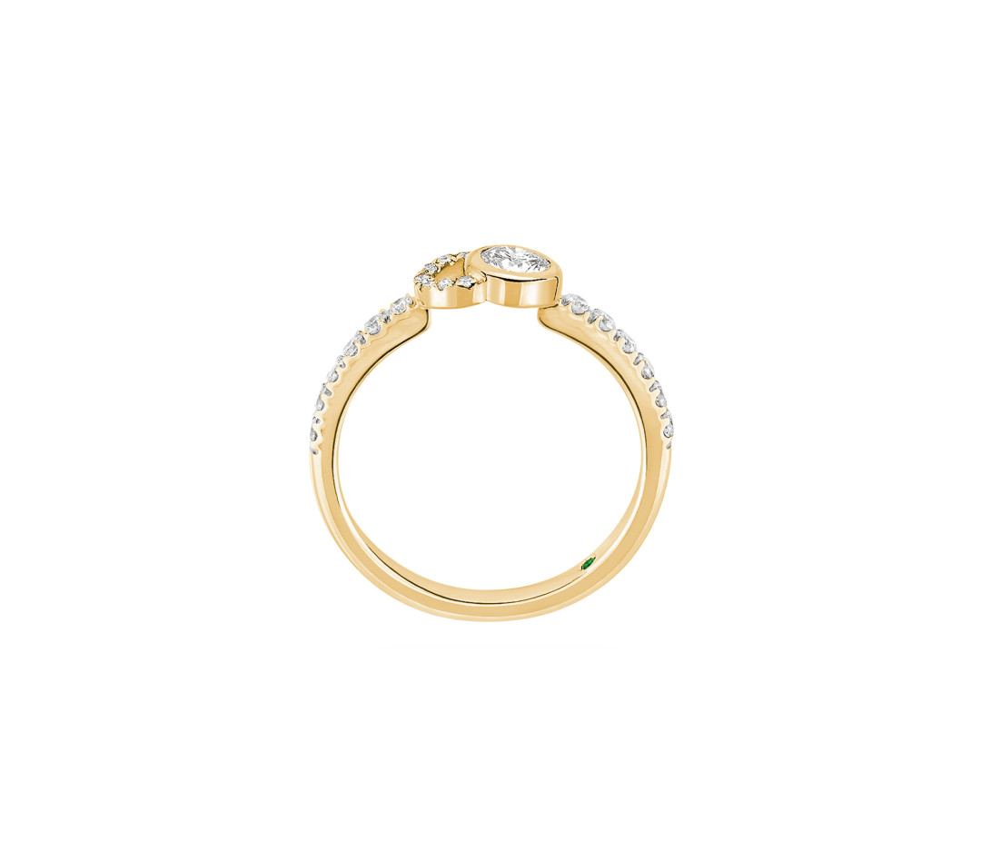 Bague CO demi pavée - Or jaune 18K, diamants synthétiques - Vue 3