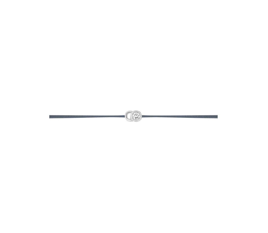 Bracelet cordon LET'S COMMIT bleu orage en or blanc - Profil