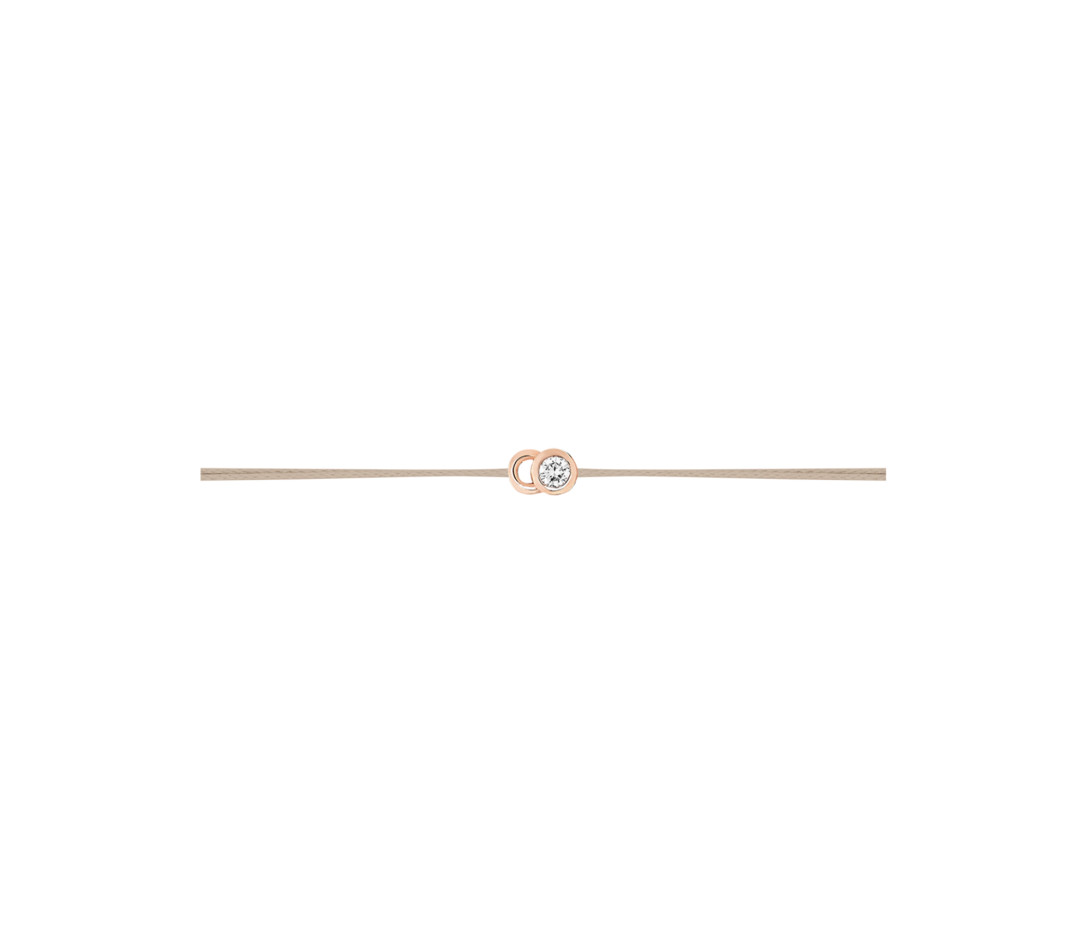 Bracelet cordon LET'S COMMIT beige sable en or rose - Profil