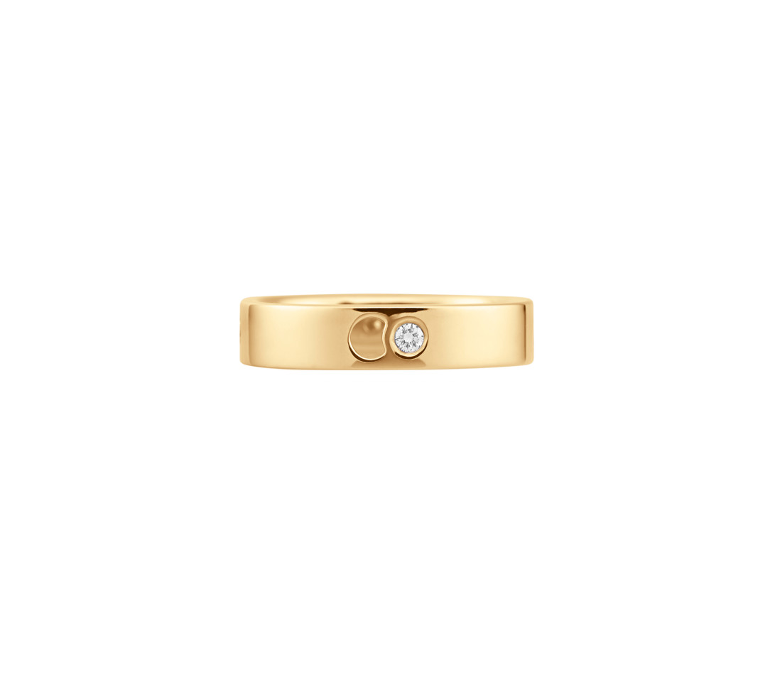 Bague Eclipse petit modèle - Or jaune 18K (4,20 g), 4 diamants 0,12 ct - Face