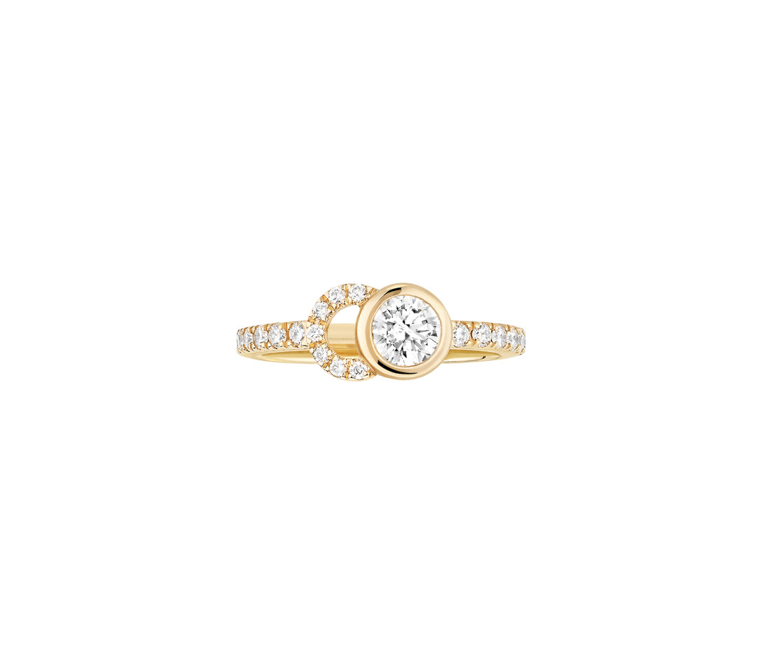 Bague CO demi pavée - Or jaune 18K, diamants synthétiques - Vue 1