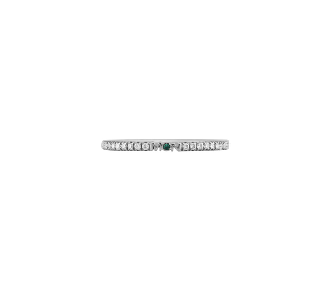 Alliance demi-pavée (1,4 mm) - Or blanc 18K (1,00 g), diamants 0,15 ct
