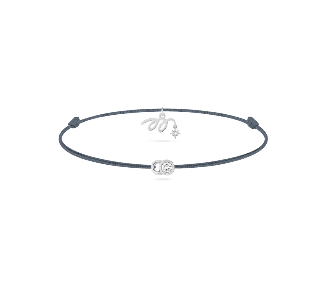 Bracelet cordon LET’S COMMIT MARZIA X COURBET « M » bleu orage en or blanc - packshot -Courbet