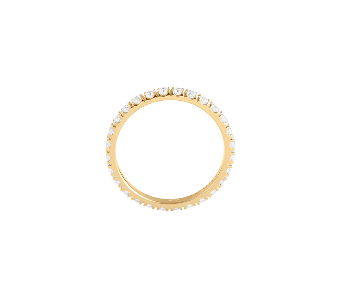 Alliance full-pavée (1,8mm) - Or jaune 18K (1,50 g), diamants 0,60 ct - Côté