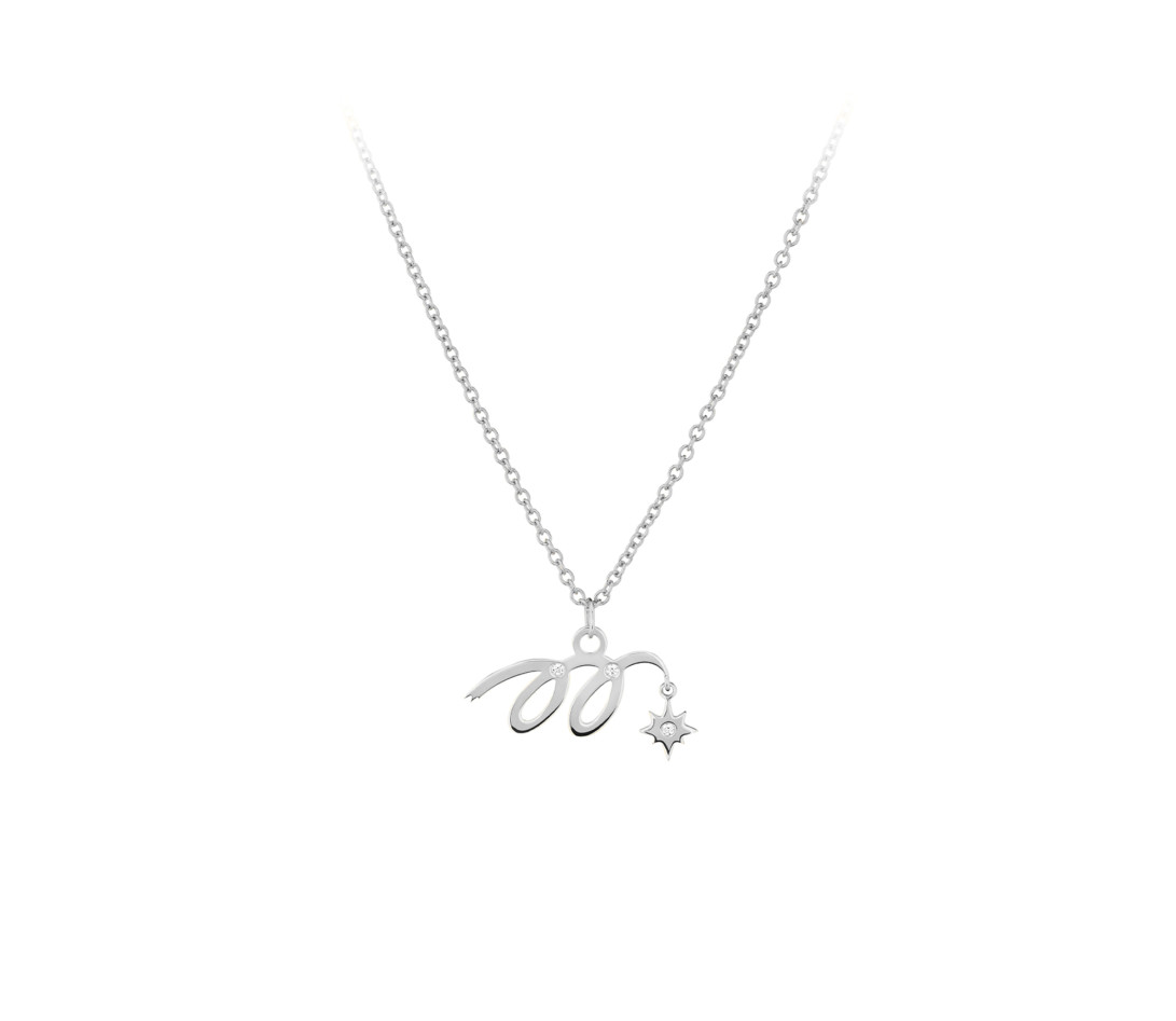 Collier pendentif MARZIA X COURBET « M » en or blanc - packshot 2 - Courbet