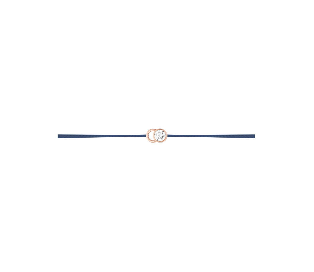 Bracelet cordon LET'S COMMIT bleu Courbet en or rose - Profil