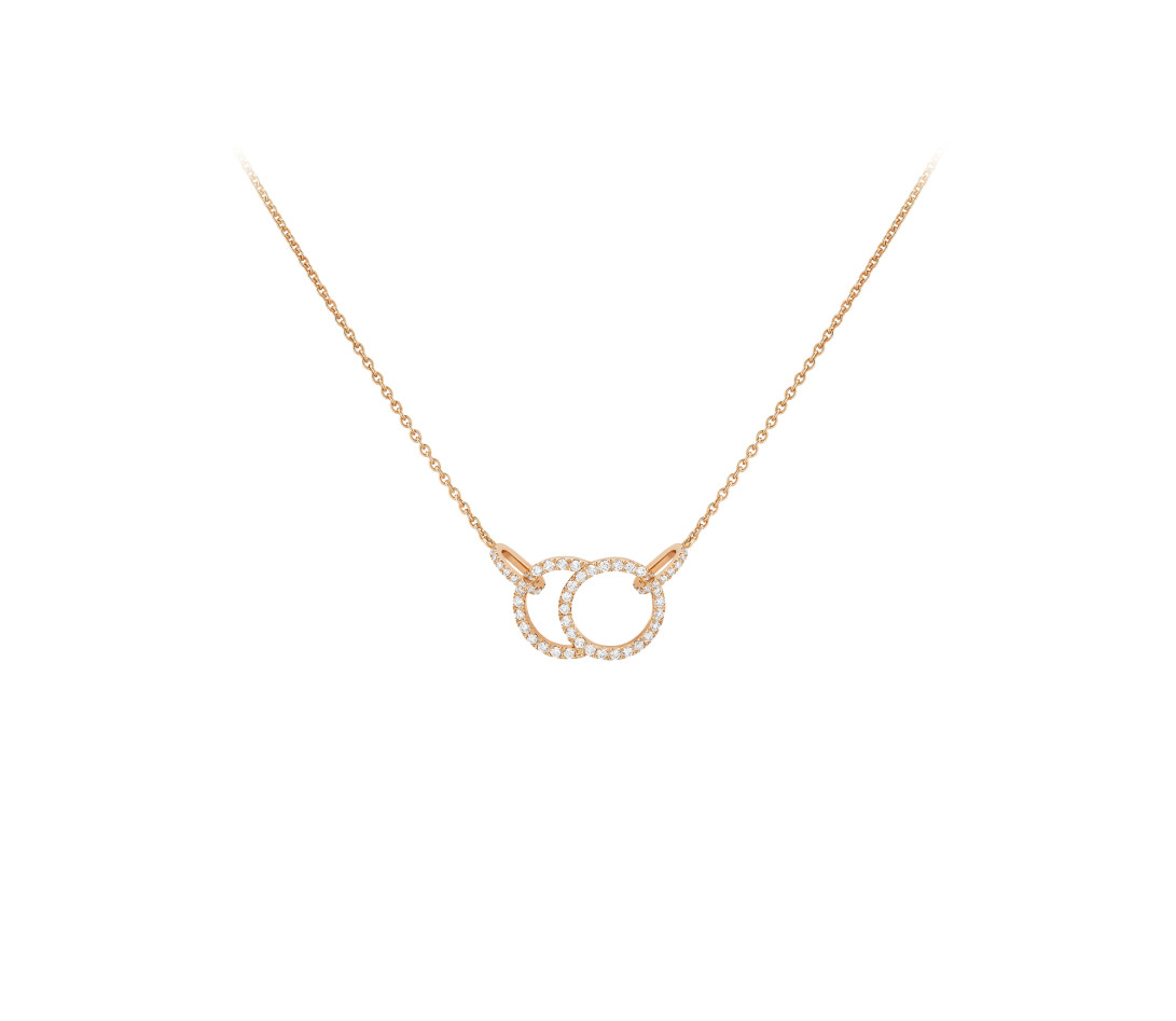 Collier - Or rose 18K (5,00 g), diamants 0,39 cts - Face
