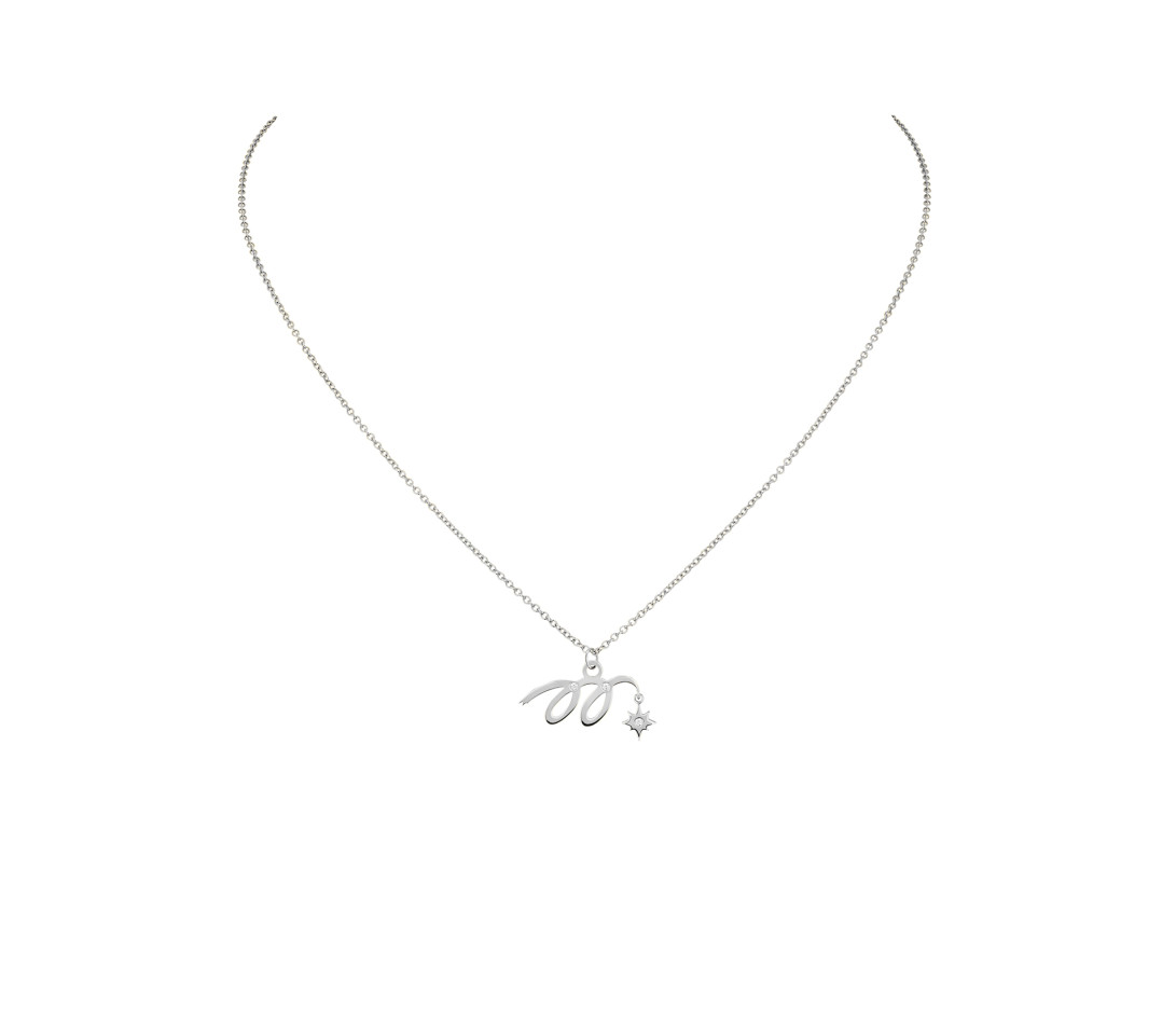 Collier pendentif MARZIA X COURBET « M » en or blanc - packshot 1 - Courbet