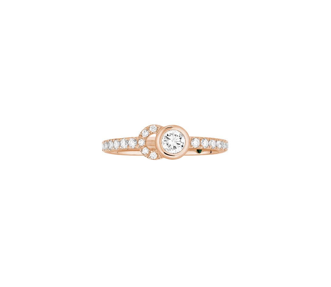 Bague CO demi pavée - Or rose 18K, diamants synthétiques - Vue 1