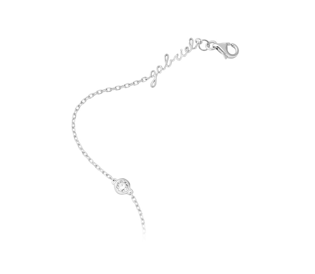 Bracelet chaîne ORIGINE 1 motif serti personnalisé en or blanc 18K - Courbet - Vue 3
