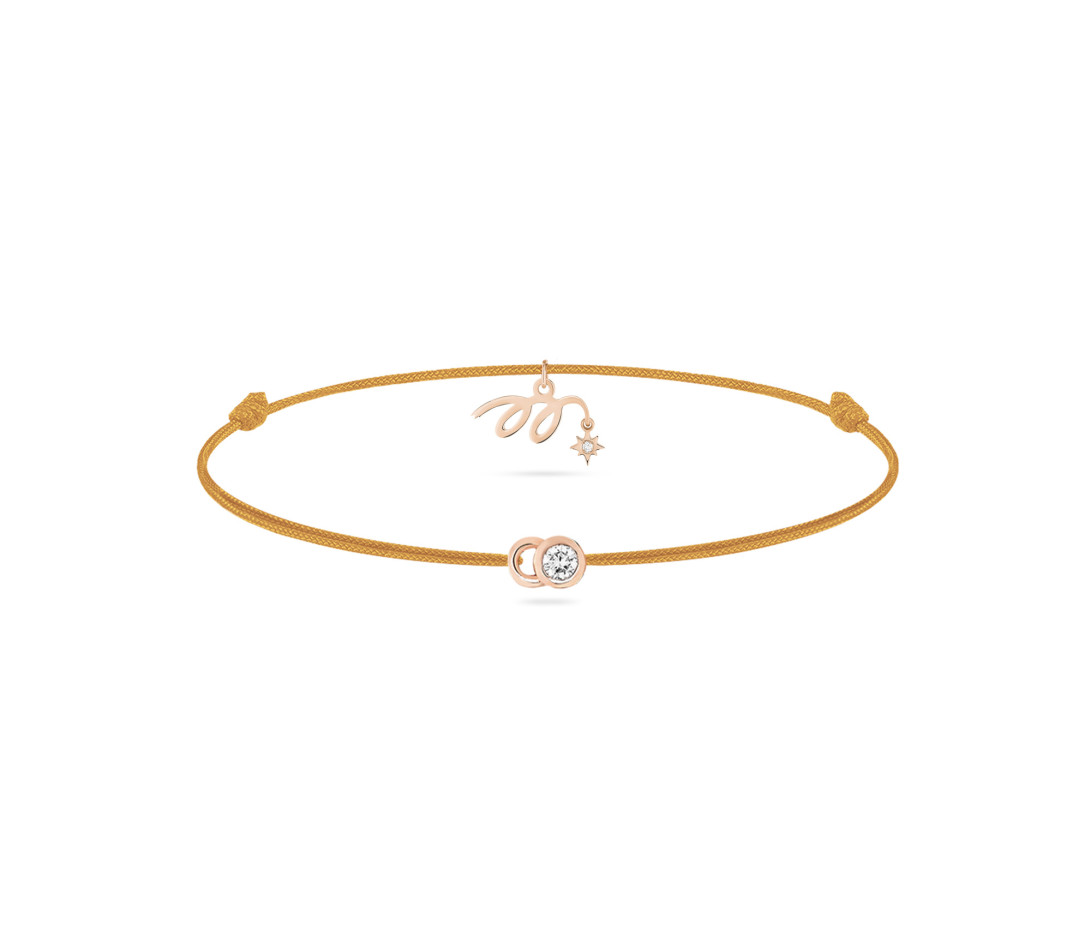 Bracelet cordon LET’S COMMIT MARZIA X COURBET « M » jaune maya en or rose - packshot -Courbet