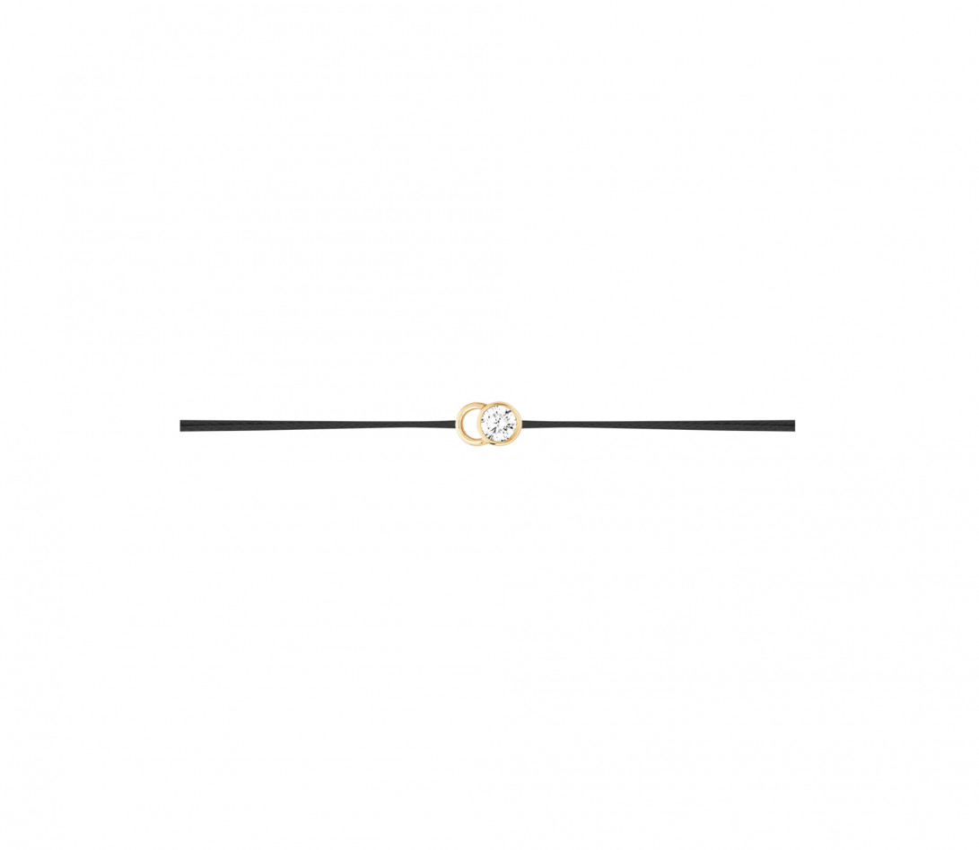 Bracelet cordon LET'S COMMIT noir carbone en or jaune - Profil