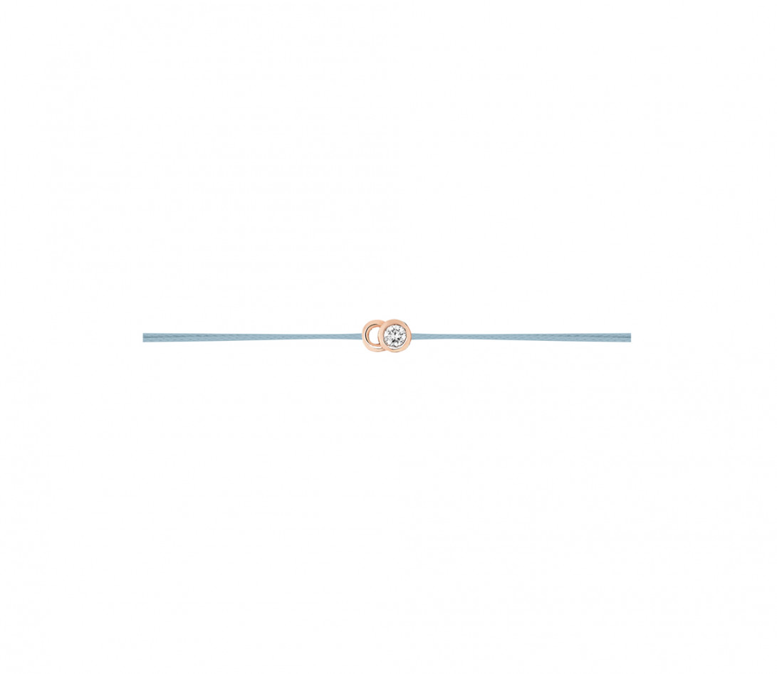 Bracelet cordon LET'S COMMIT bleu nuage en or rose - Profil