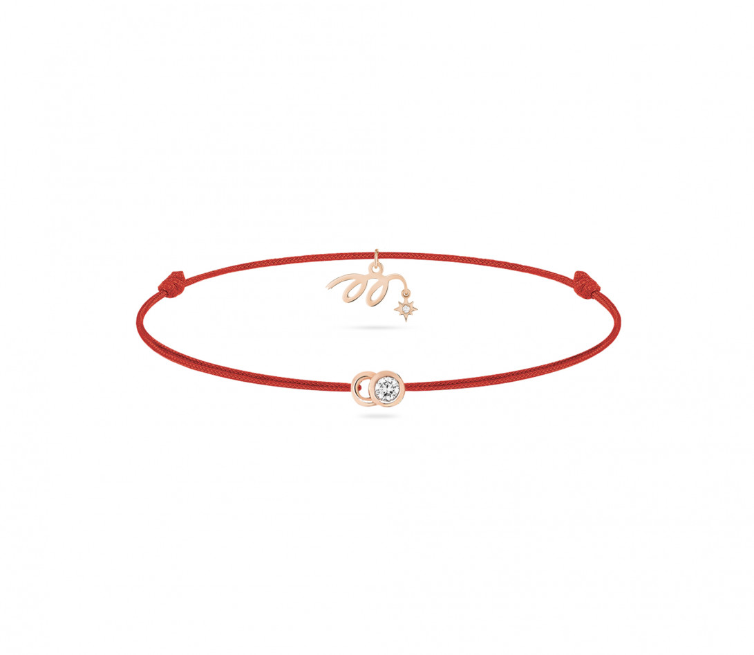 Bracelet cordon LET’S COMMIT MARZIA X COURBET « M » rouge carmin en or rose - packshot -Courbet