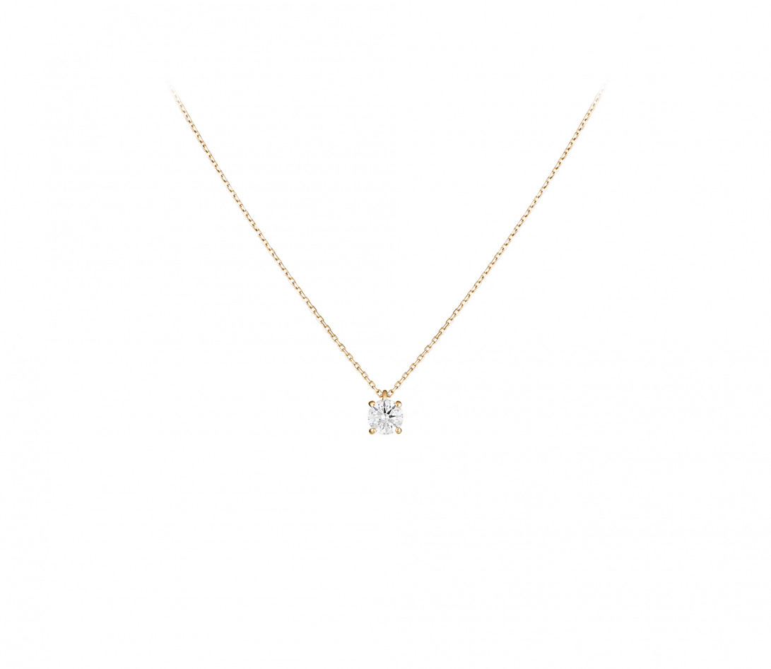 Collier quatre griffes - Or jaune 18K (3,50 g), diamant 0,7 carat - Face