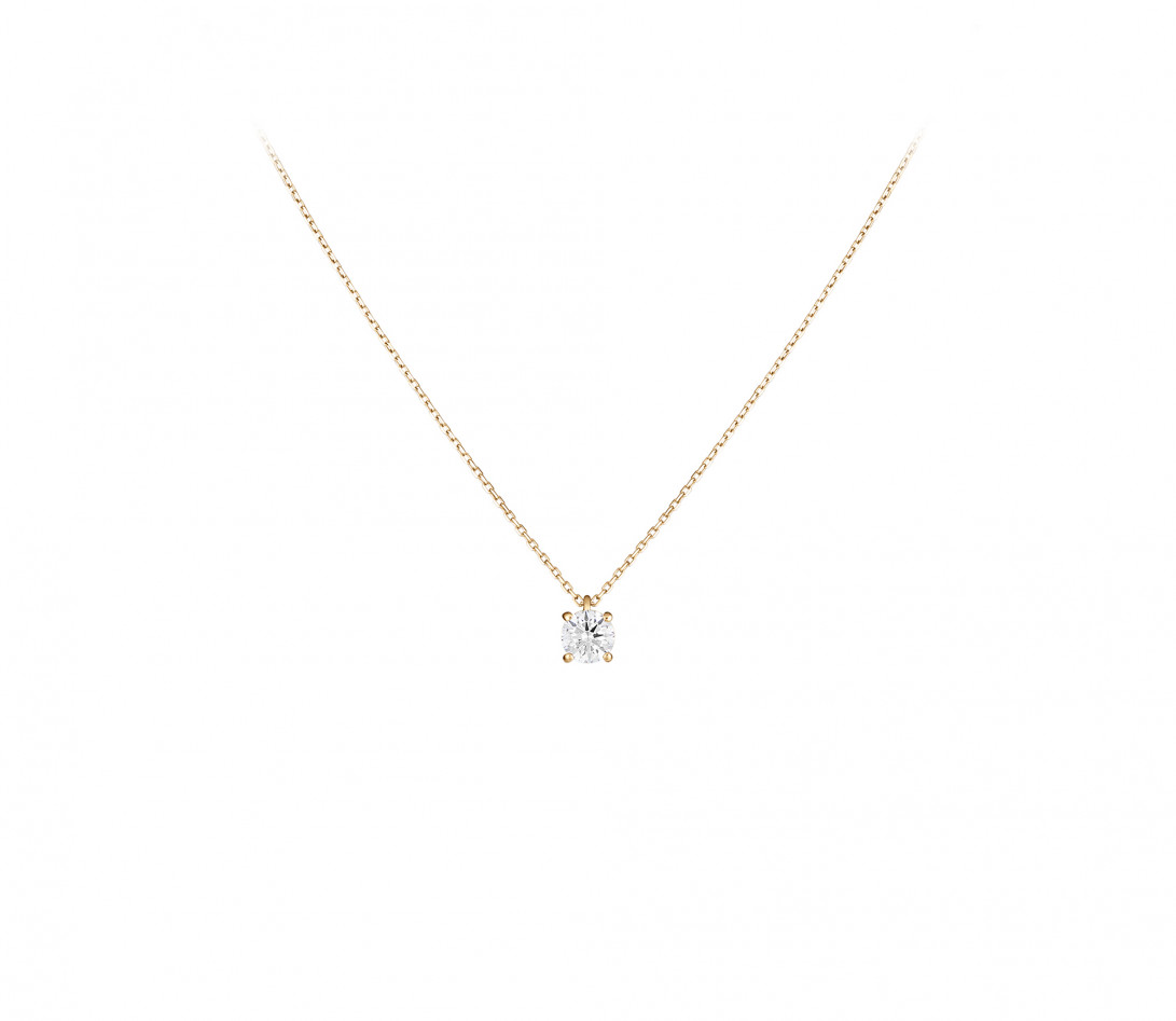 Collier quatre griffes - Or jaune 18K (3,50 g), diamant 0,7 carat - Face