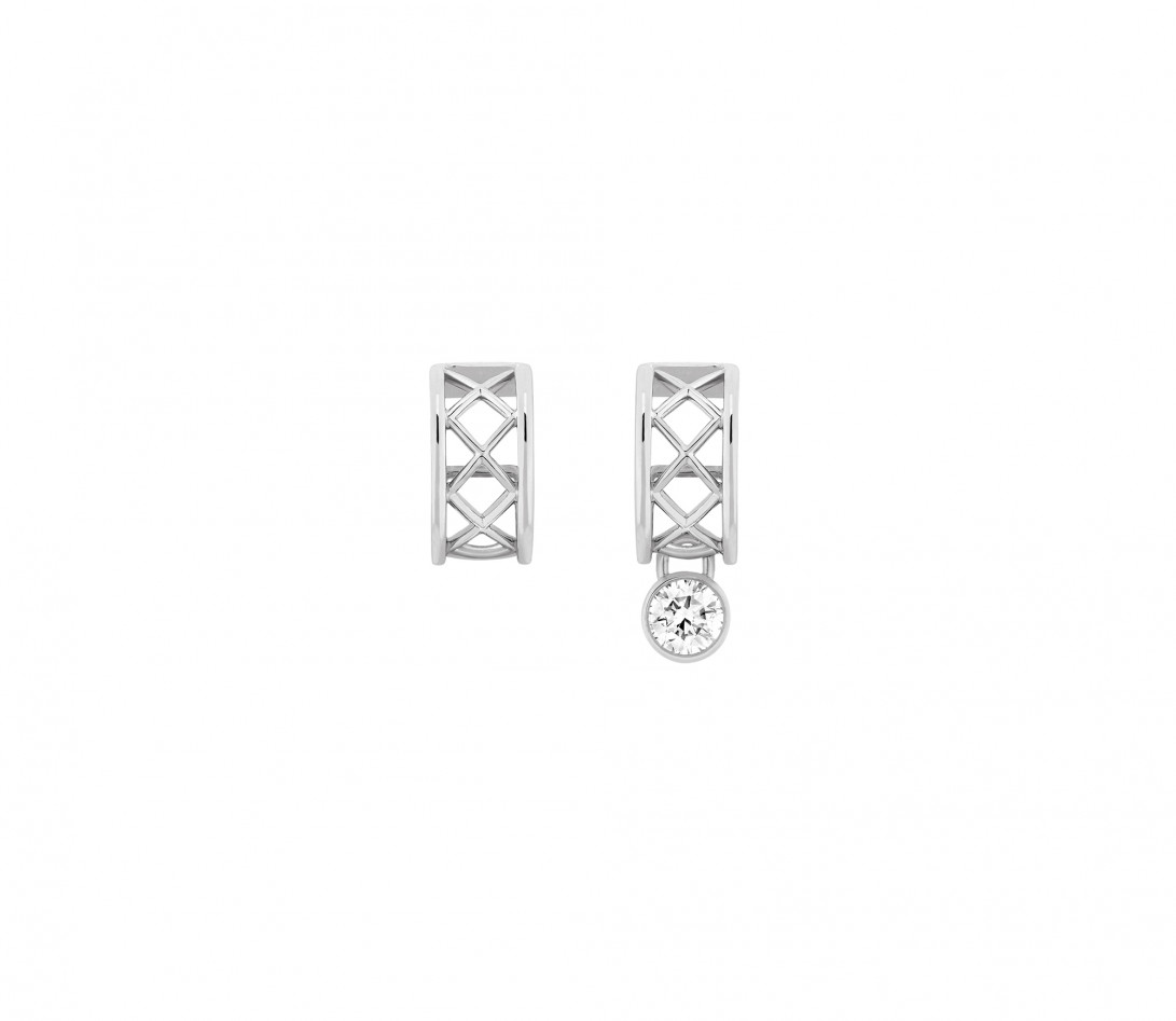 Boucles d'oreilles PONT DES ARTS diamants de synthèse 0,3ct et or blanc recyclé 18K - COURBET - vue 1