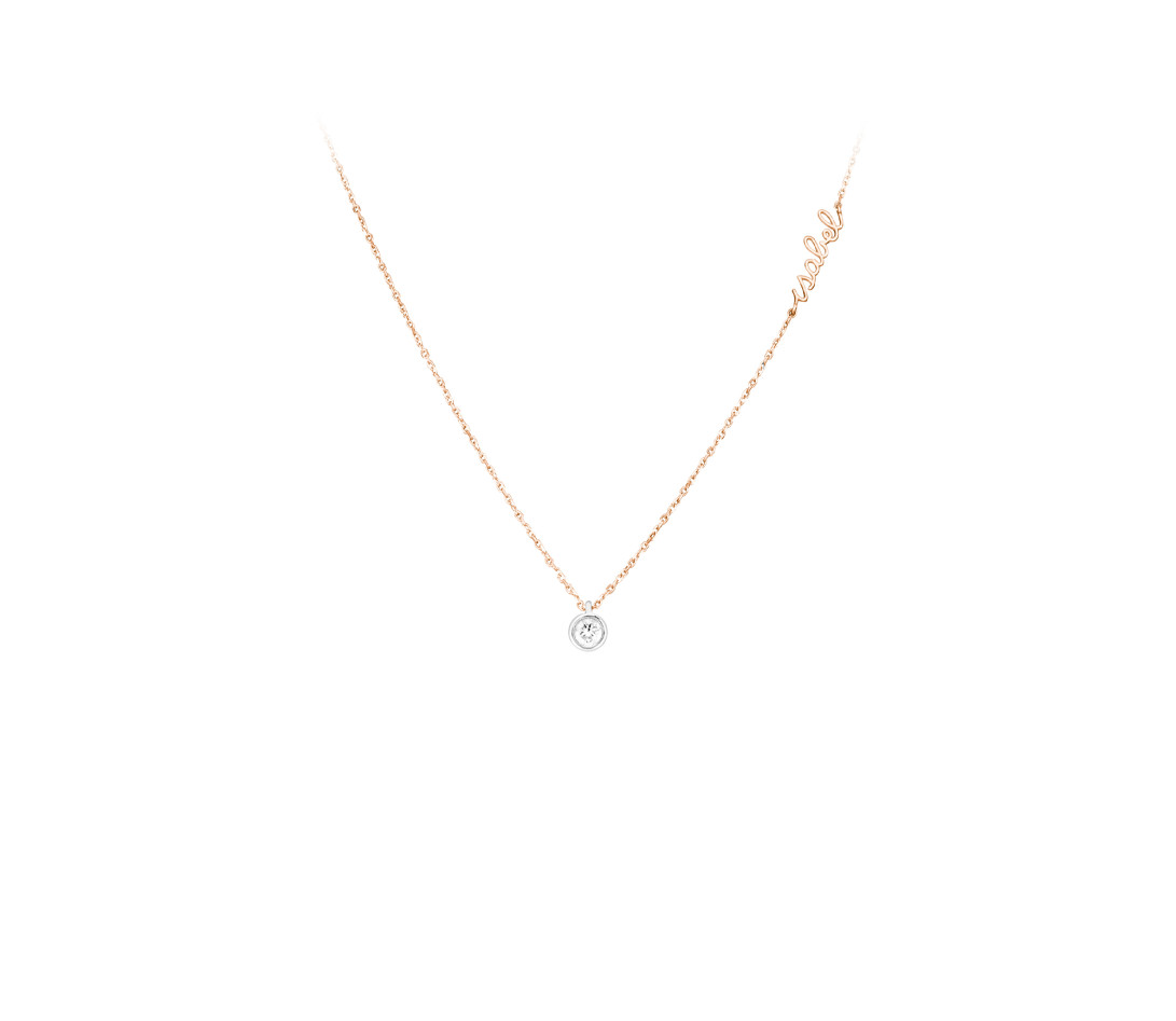 Collier ORIGINE personnalisé en or rose 18K et diamants de synthèse - Courbet - Porté
