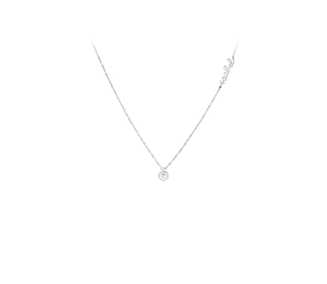 Collier ORIGINE personnalisé en or blanc 18K et diamants de synthèse - Courbet - Porté