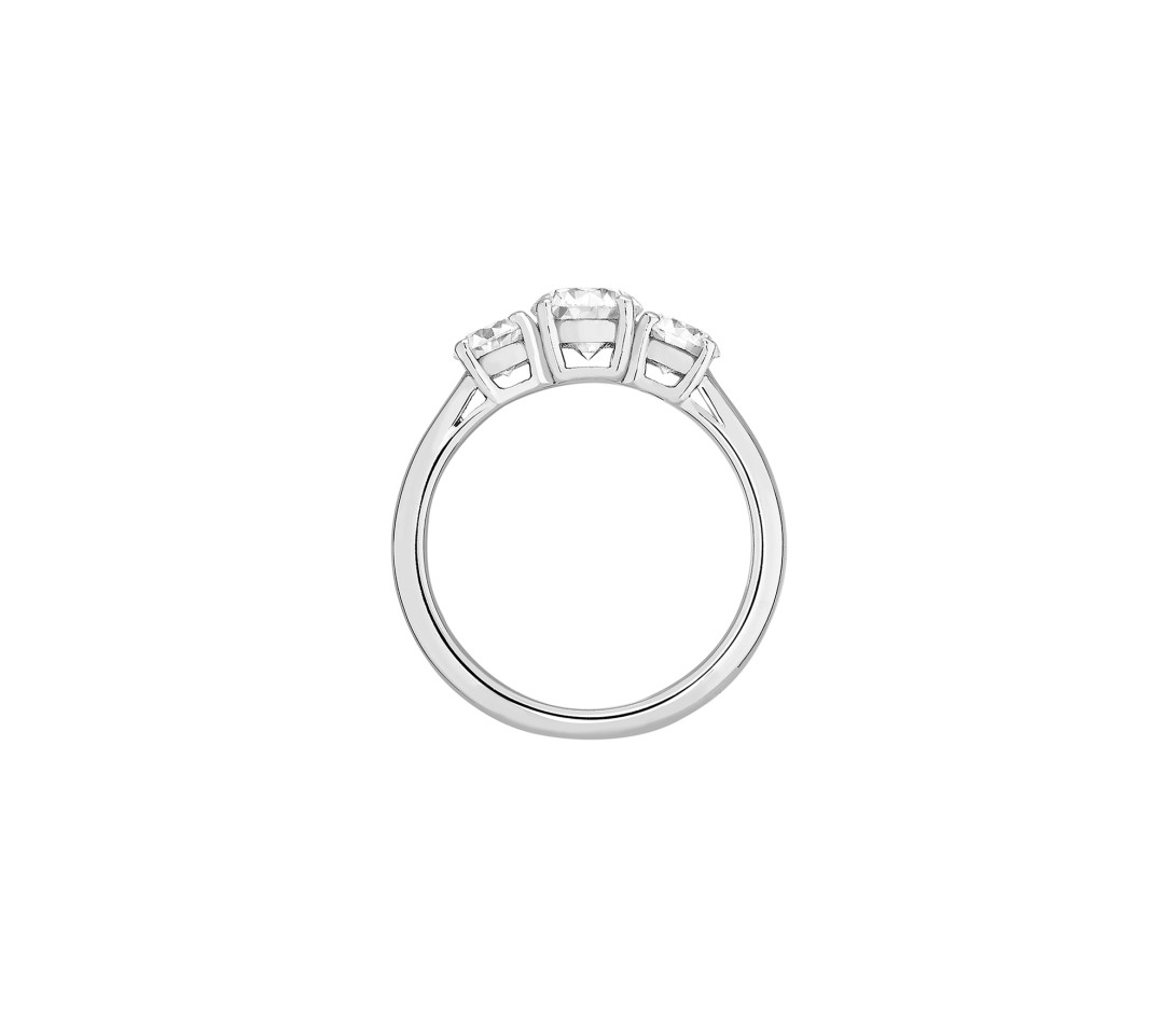 Bague solitaire Trio - Or blanc 18K (4,30 g), 3 diamants 1,45 cts - Profil