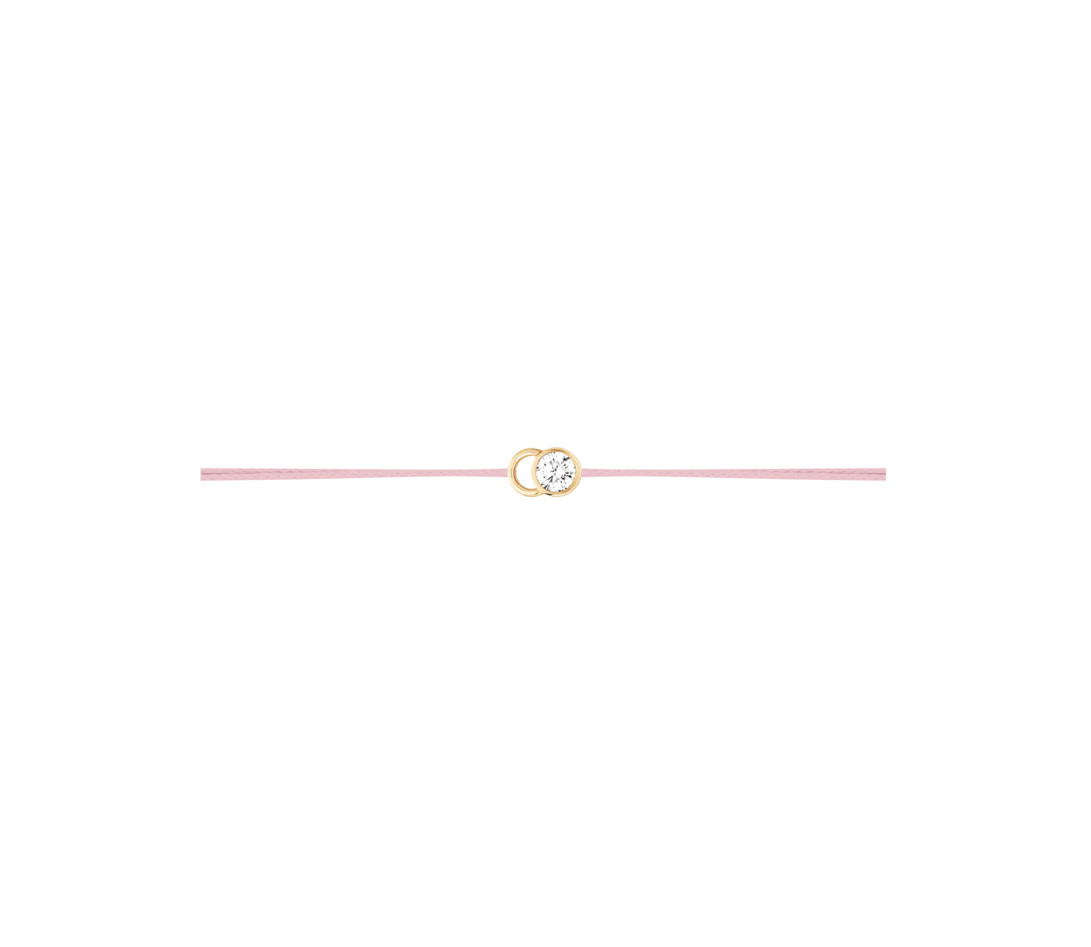 Bracelet cordon LET'S COMMIT rose ballerine en or jaune - Profil