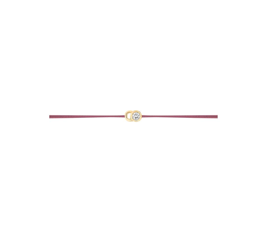 Bracelet cordon LET'S COMMIT bois de rose en or jaune - Profil