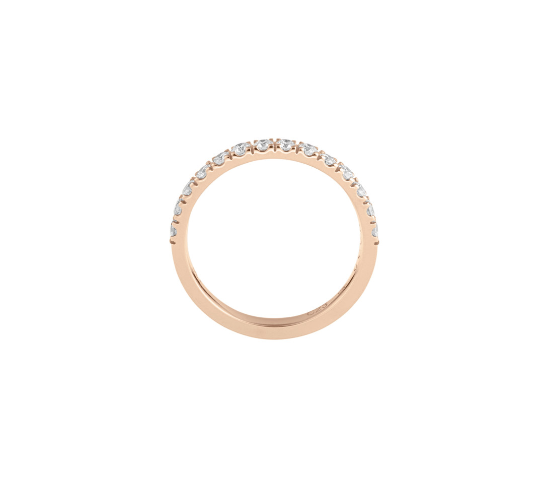 Alliance demi-pavée (2,3 mm) - Or rose 18K (2,90 g), diamants 0,40 ct - Côté