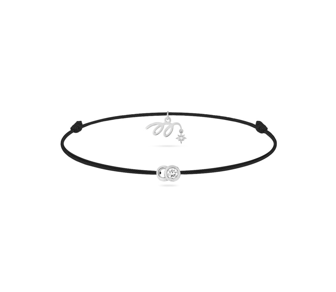 Bracelet cordon LET’S COMMIT MARZIA X COURBET « M » noir carbone en or blanc - packshot -Courbet