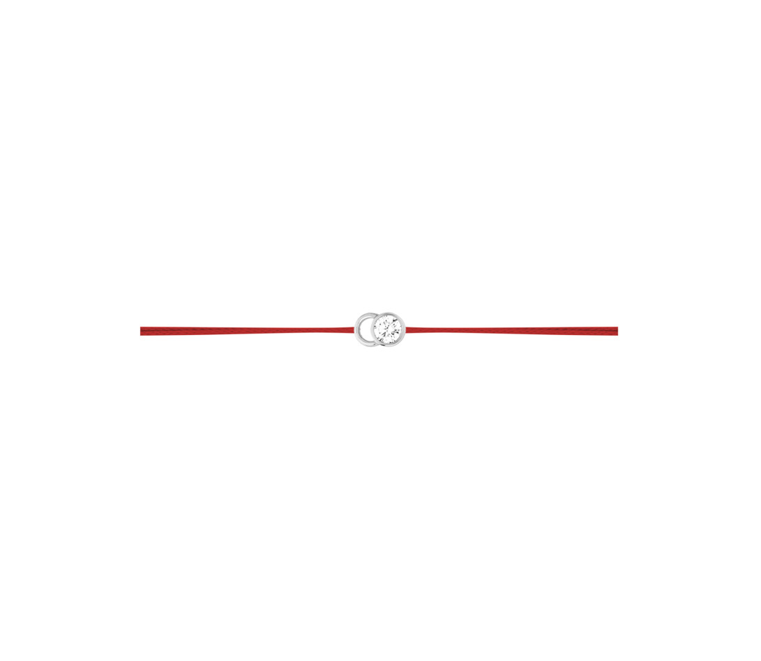 Bracelet cordon LET'S COMMIT rouge carmin en or blanc - Profil