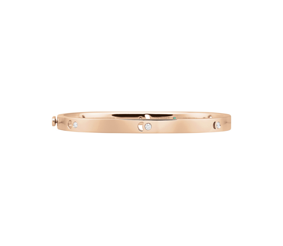 Jonc Eclipse petit modèle - Or rose 18K (25,00 g), diamants 0,18 cts - Face