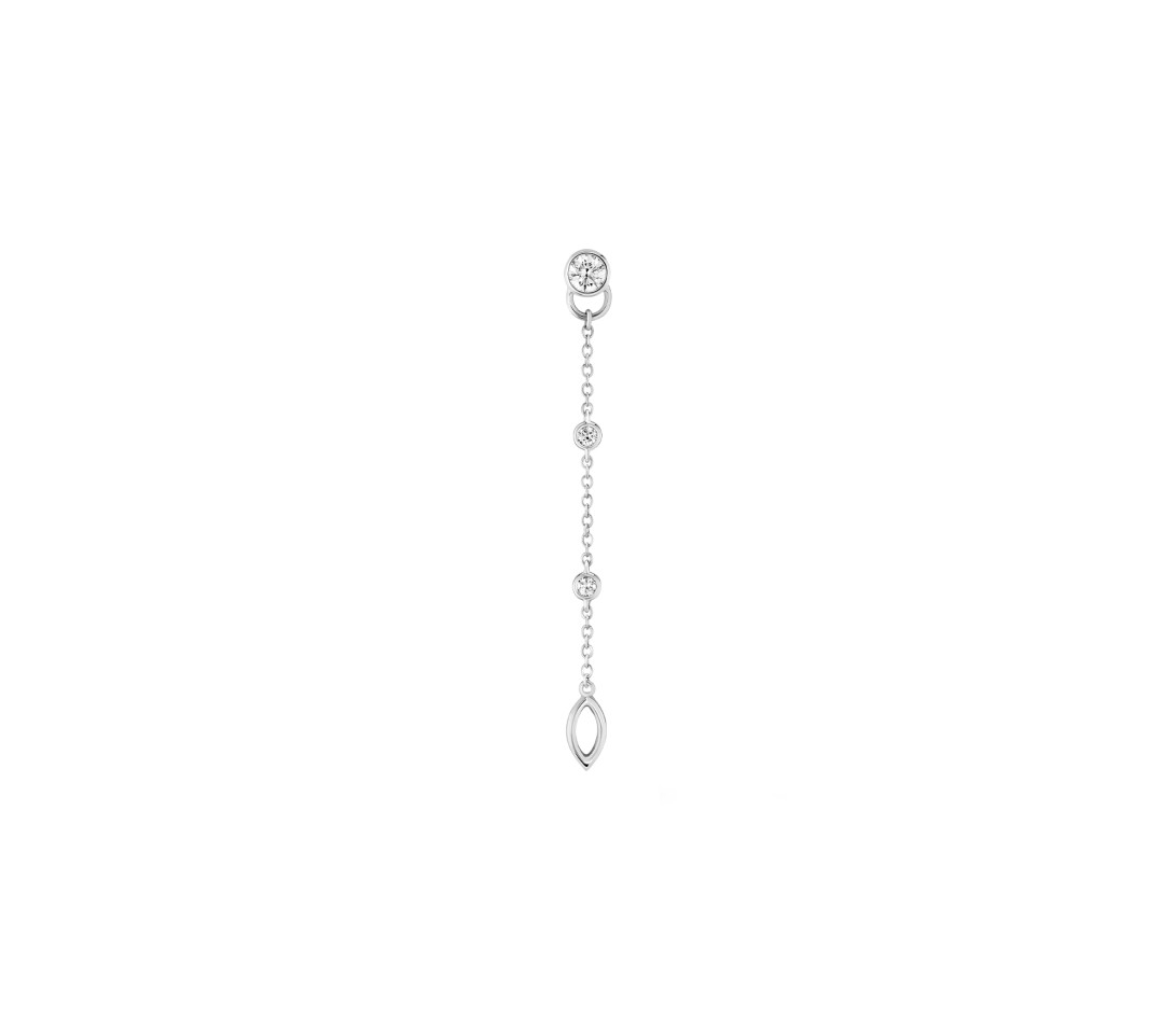 Mono Boucle d’Oreille Pendante CO - Or blanc 18K, diamants synthétiques